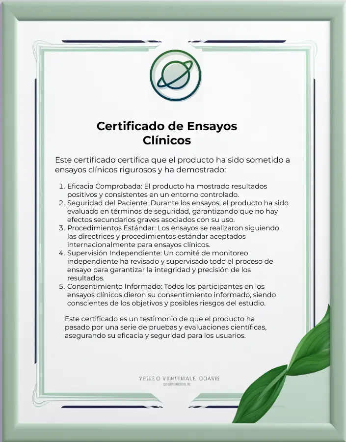 Certificado de ensayos clínicos realizados